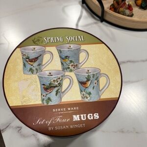Cracker Barrel Spring Social Serveware Set of 4 Mugs designed by Susan Winget
